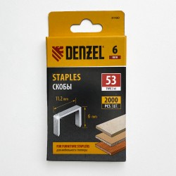 Denzel Скобы, 6 мм, для мебельного степлера, тип 53, 2000 шт.  в Невинномысске