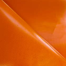 Ткань ПВХ 450 гр/м2 (Ширина 1,6м), цвет Оранжевый (на отрез) в Невинномысске