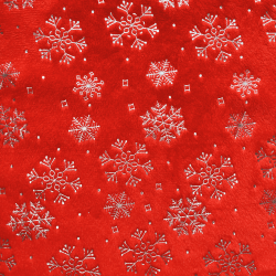 Ткань Искусственный Мех Коротковорсовый 190 гр/м2 (Ширина 150см), принт Снежинки на красном (на отрез) в Невинномысске